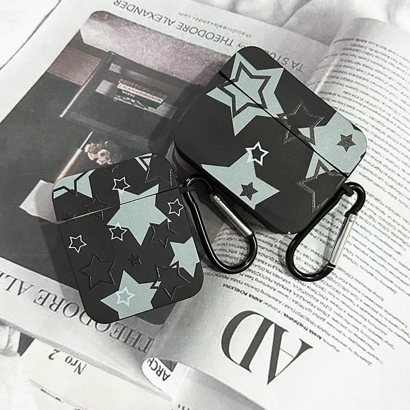 Black Star for AirPods Apple Bluetooth Wireless Headset Case Square Creative Trendy