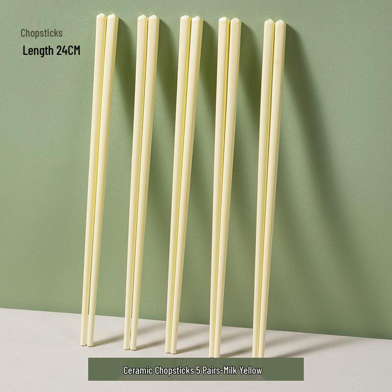 Cream Style Ceramic Chopsticks Set 5 Pairs Fine Ceramic Chopsticks
