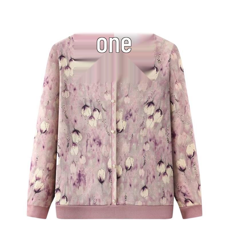 Mom's Spring Lapel Base Layer: Elegant Plus Size Long-Sleeve Shirt for Women 50+