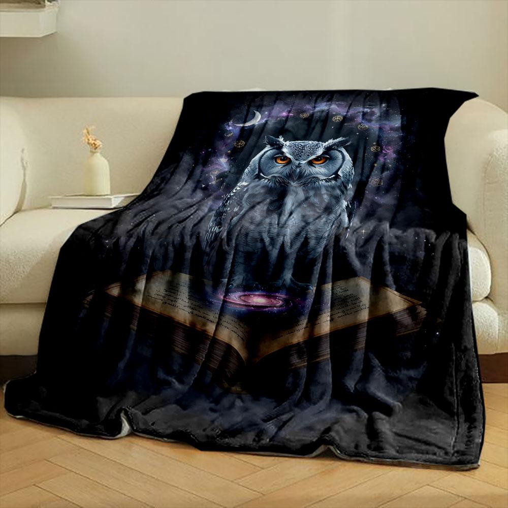 Mystical Owl with Cosmic Book print blanket soft and cozy perfect for the living room bed sofa or a nap,gift