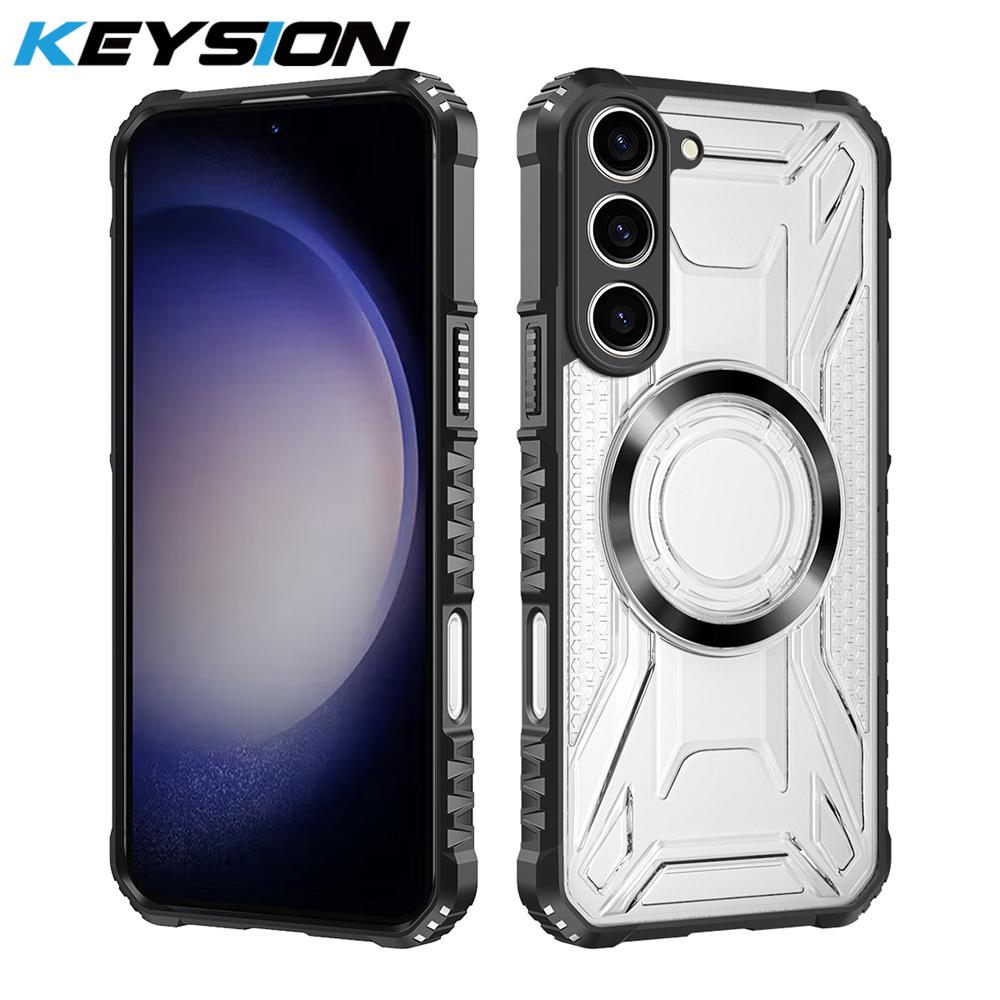 

KEYSION Прозрачный магнитный чехол для Samsung S22 S23 Ultra 5G S23+ Ударопрочная задняя крышка для телефона для Galaxy S23 S21 S20 FE 5G for Galaxy S22 чёрный