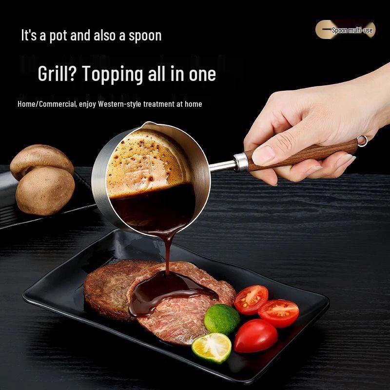 304 Stainless Steel Non-Stick Mini Pot with Wooden Handle - Ideal for Baby Food, Milk, and Small Dishes