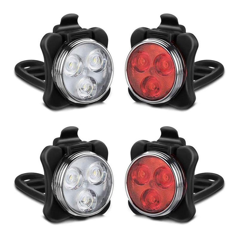 Usb Rechargeable Bike Light Set,Super Bright Front Headlight And Rear Led Bicycle Light,650Mah ,4 Light Mode Options