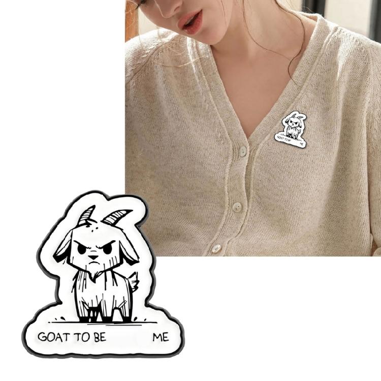 Lightweight Funny Goat Shaped Alloy Brooch Pin Cool Accessory for Clothing Bags Hats Animal Jewelry Gift