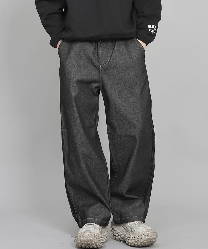 Seinteukeulu Black P-Line Ex Wide Pants Plw-341 Denim Black