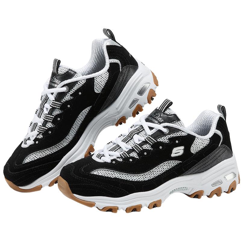 Skechers Women s BKW Black/White Thick Sole Sneakers US 7
