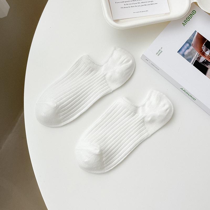 Shallow-mouthed Women's Boat Socks, Thin, Breathable Pure Cotton Socks for Spring and Summer, Candy-colored Solid-colored Women's Short Socks