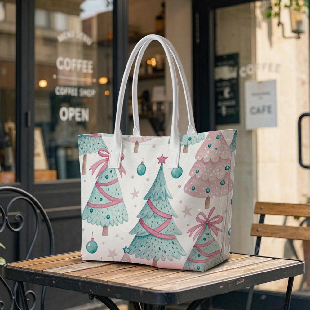 Christmas Tree Pattern Casual Tote Ladies Fashion Handbag Daily Shopping Bag