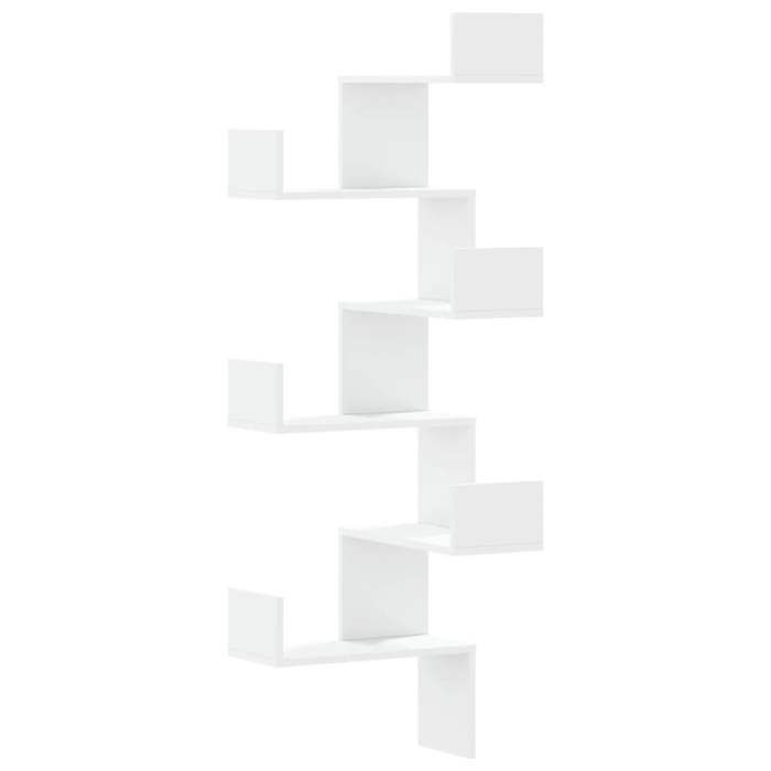 VidaXL White Wall Corner Shelf 45x45x147 Cm Engineered Wood, Corner Shelf, Hanging Shelf, Wall Shelf 852636