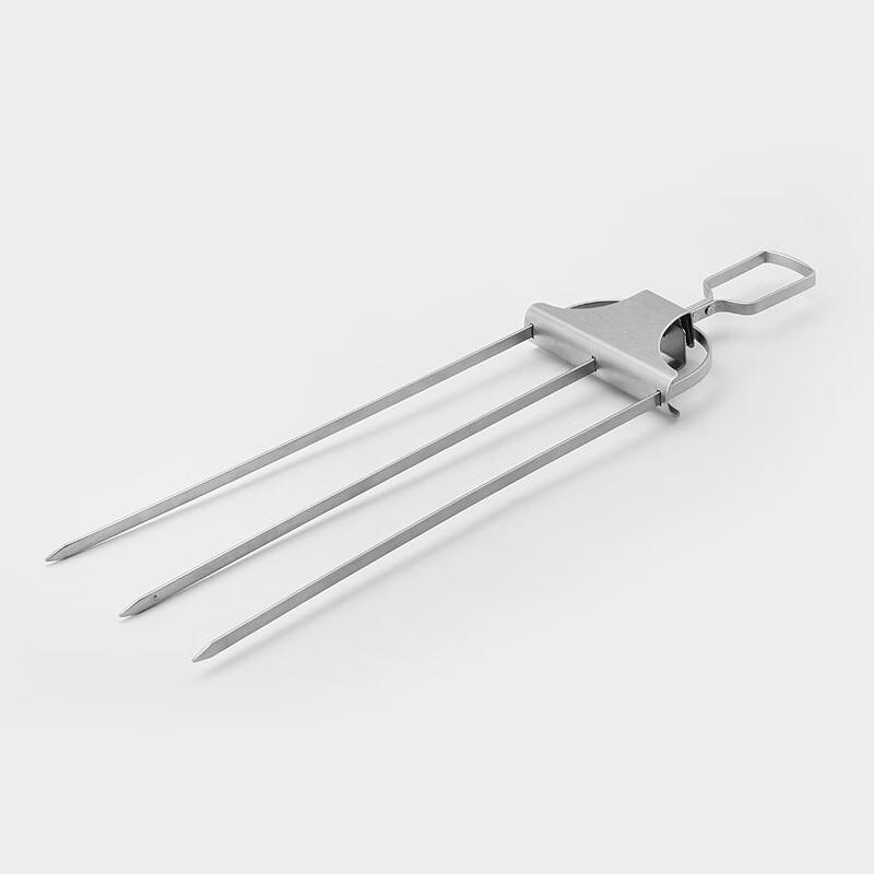 Wutuo Stainless Steel Semi-Automatic 3-Prong BBQ Forks (2-Pack)