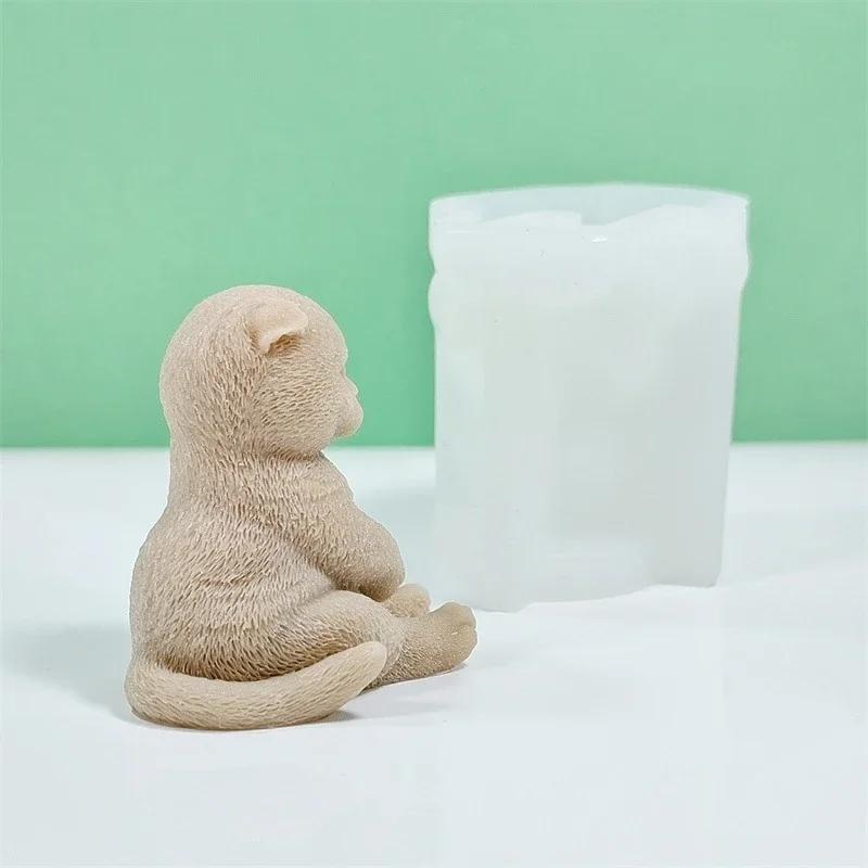 3D Cute Sitting Cat Silicone Candle Molds DIY Cat Plaster Crafts Resin Cement Mold Handmade Candle Making Supplies