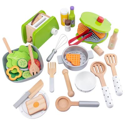 Children's Simulation Kitchen Toys, Early Education Educational Toys, Wooden Simulation Pots and Pans, Food, Role-play Chef