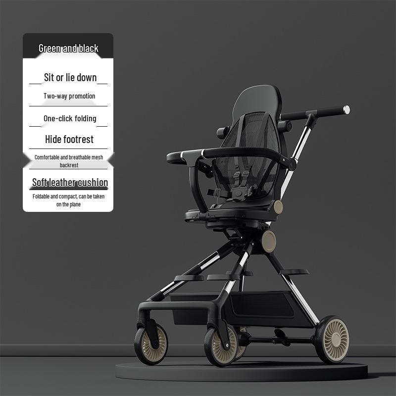 

Легкая детская коляска с двумя режимами: Двусторонний толкатель «Сидя-Лежа» с дизайном высокой посадки