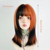Synthetic Short Straight Hair Black Dirty Orange Bangs Highlight Dyed Wigs Lolita Cosplay Hair Wig For Women Y2K Daily Color Pun