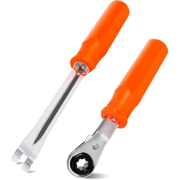 BARTOO 2PCS Automatic Slack Adjuster Tools, 5/16'' Double Square Ratcheting Wrench & Fork End Release Tool, Brake Adjustment Tool For Semi Truck,