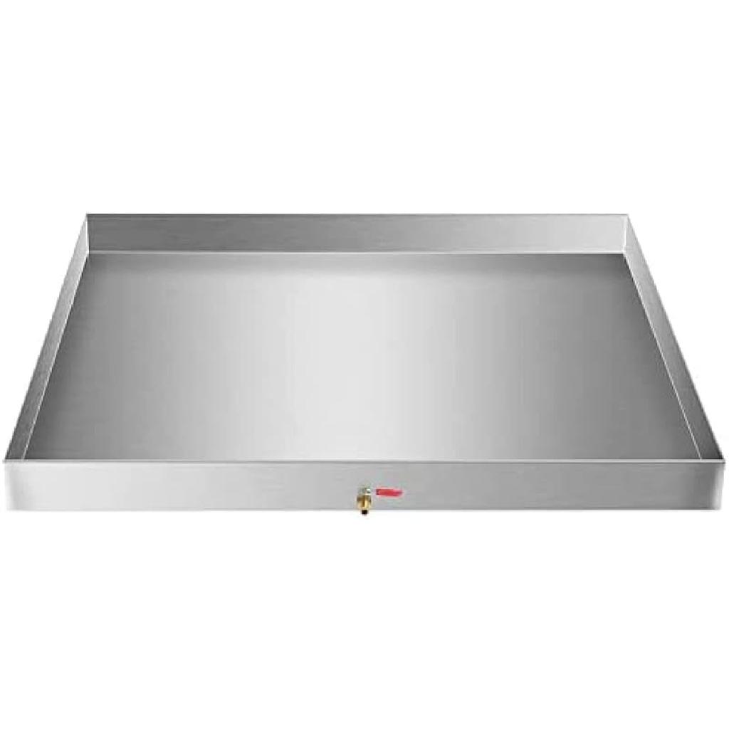 Heavy Duty 304 Roestvrij Staal Wasmachine Druppel Afvoerbak Vloerbak met Antislip Bodempad, met Afvoergat, 27 X 25 X 2,5 Inch