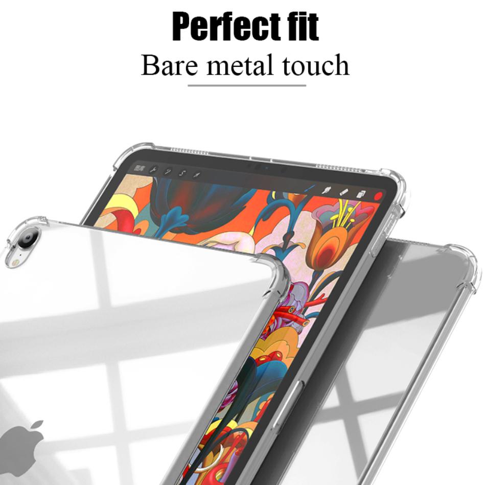 2 I 1 Nettbrettdeksel med glass for ipad Air 1 2 9.7 tommer 2017 2018 for ipad 2 3 4 mini 1 2 3 4 5 6 10.2 tommer 7 8 9. generasjon Pro 11 Silikon myk TPU Airbag deksel