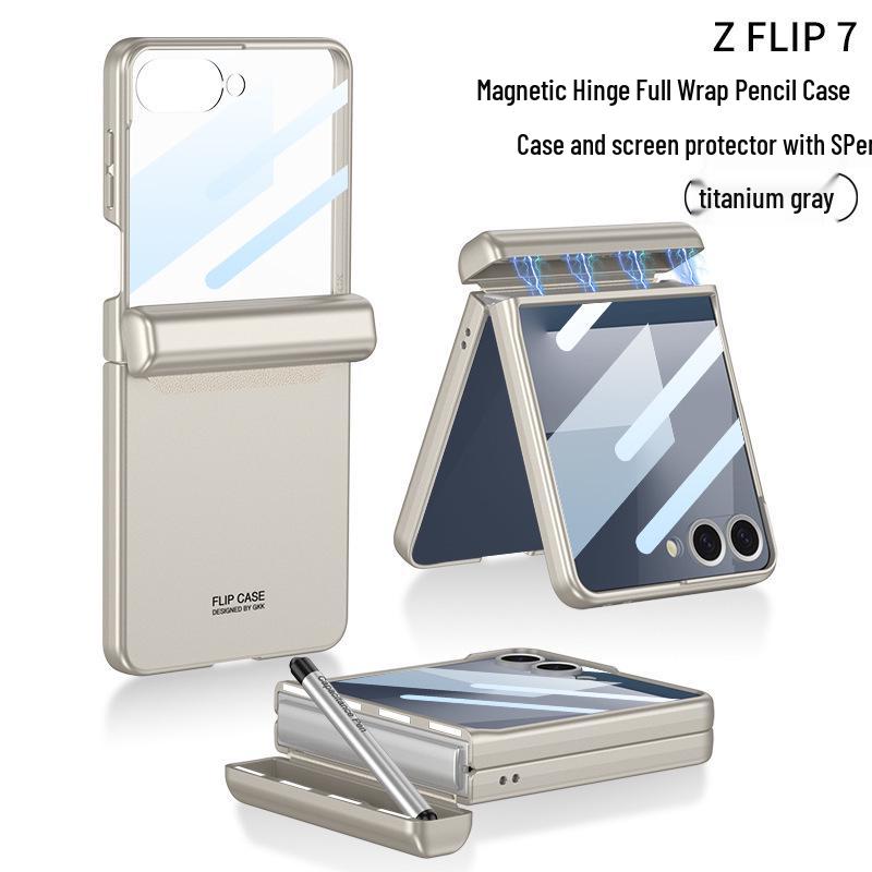 Samsung Z Flip7 Magnetisk Deksel med Penneholder & Beskyttende Skall for Flip6