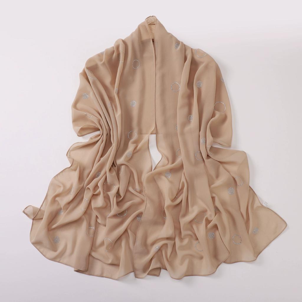 Diamond Pearl Chiffon Hijabs For Women Muslim Fashion Long Shawl Head Wrap For Women Turbans For Women Ramadan Turban Femme