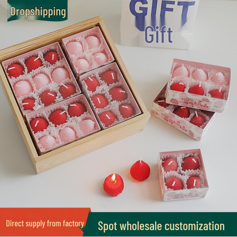 

Strawberry Scented Candle Gift Box – Handmade Birthday Party Favor