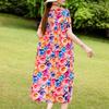 Übergroßes Vintage-Print-Langkleid für Damen in Übergröße, kurzärmelig, elegantes, lockeres Kleid, Sommer, lässige Damenbekleidung mittleren Alters