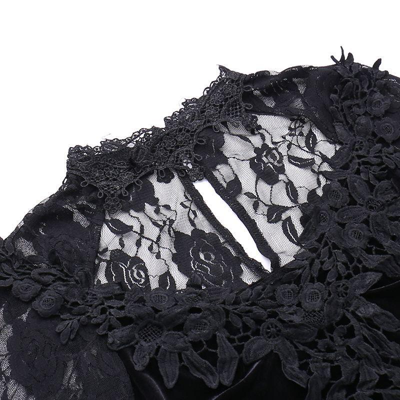 Women's Gothic Lace Long-Sleeve Halloween Mermaid Dress