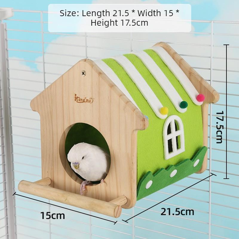 Wooden bird nest four season universal felt fabric wooden house tiger skin Xuan Feng breeding nest hanging bird nest bird cages зелёный