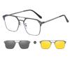 Magnet Clip Square Myopia Sunglasses 3 In 1 Clip On Metal Frames Prescription Computer Eyewear For Men Women
