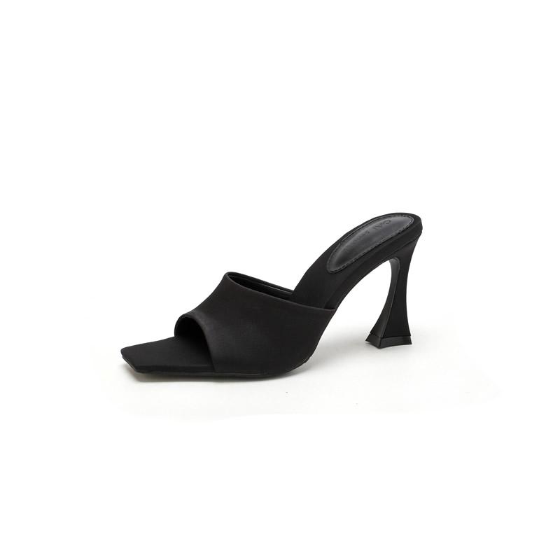 

2025 Дизайнерские Летние Женские Шлепанцы Модные Элегантные Узкие Ремешки Высокий Каблук Слайды Женские Элегантные Вечерние Платье Сандалии Обувь 40 чёрный