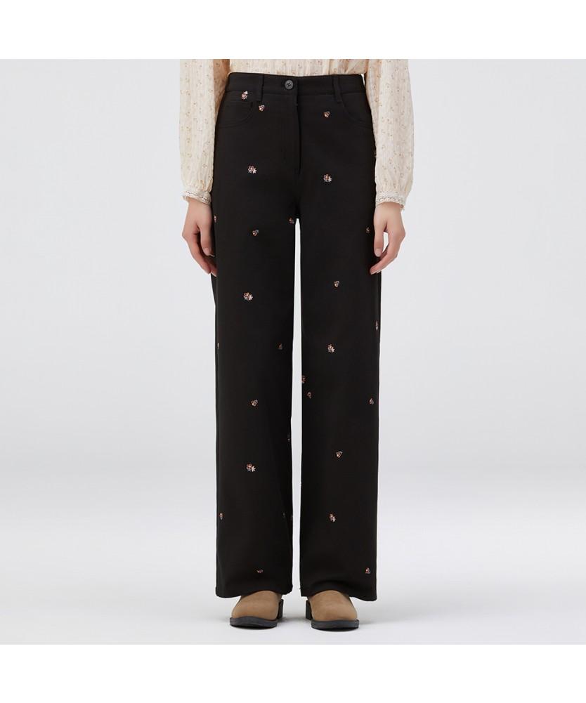 THURSDAY ISLAND Flower Motif Embroidered Pants_T262Mpt144W