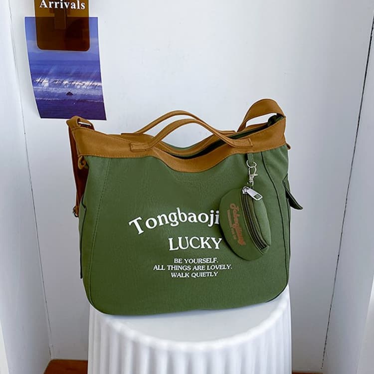 Japanische und koreanische Schultertasche mit großem Fassungsvermögen Damen-Canvas-Tasche