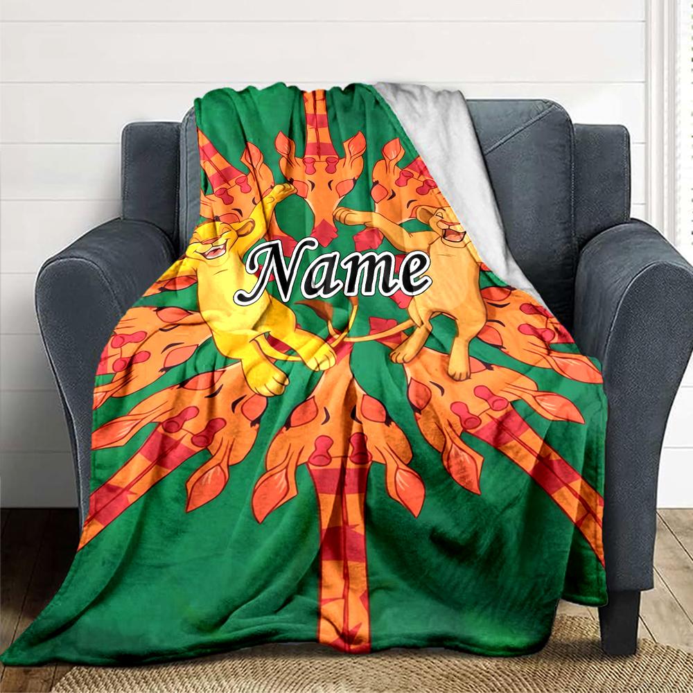 Custom Name Lion Adventure Party Blanket For Couch Bed Plush Cozy Fuzzy Blanket Super Soft Warm Blankets For Fall And Winter 0916268