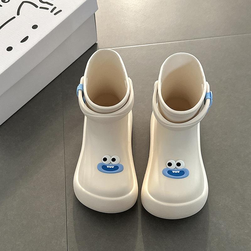 Casual non-slip rain boots cute cartoon Mengmeng shoes women's new summer wear soft thick-soled big-eyed rain shoes