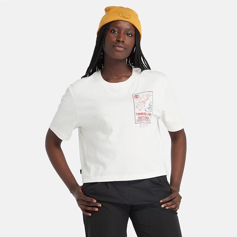 Timberland Letter Pattern Printed Short Sleeve T-Shirt Women Tops Vintage-White A6HRD-CM9