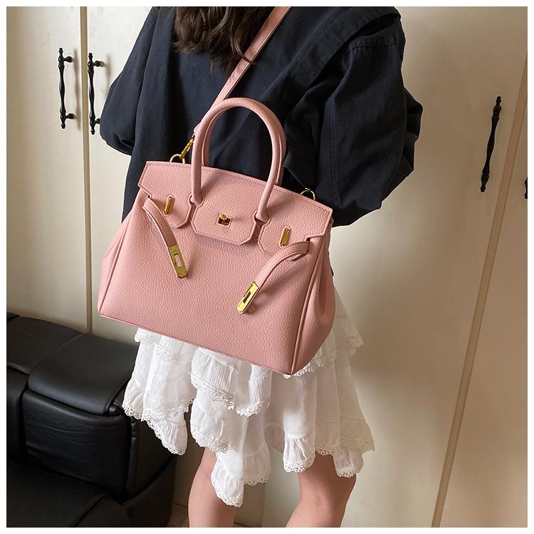 Retro Classic New Portable Platinum Bag Women's Lychee Pattern Fashionable Versatile Shoulder Messenger Bag