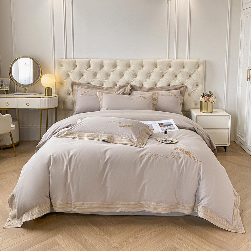 

Роскошный зимний вышитый хлопковый фланелевый постельный комплект - Толстый пододеяльник и простыня 1.5m Bedspread Set - Fits 200x230cm Duvet