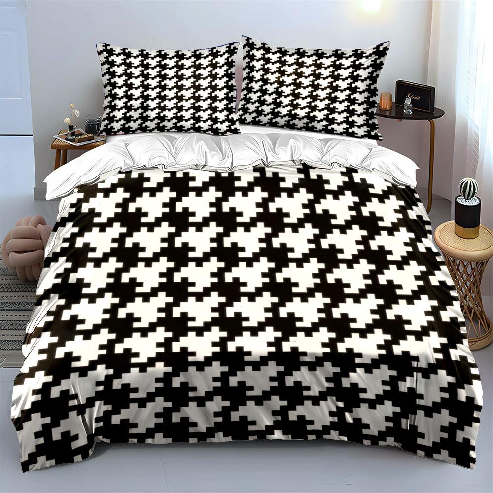 Geometrisches Muster Home Decor Set Weiches hautfreundliches Bettwäscheset Enthält 1 Bettbezug und 2 Kissenbezüge Geschenk