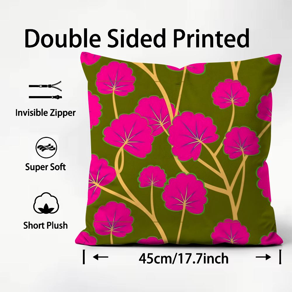 Flower INS Cushion Cover Plush Fabric Soft DoubleSided Printed Sofa Warm Winter Home Child Gift Pillow Case