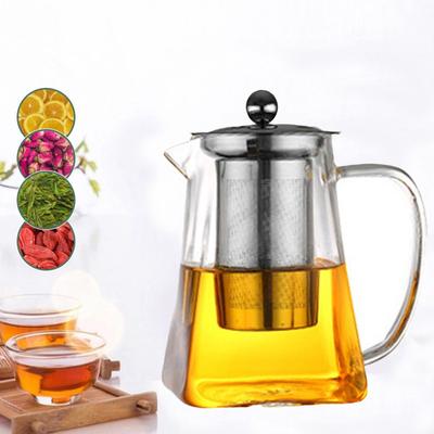 Steel Tea Strainers Tea Leaves Scented Tea Teapot Glass Square Pot Kettle with Tea Strainers