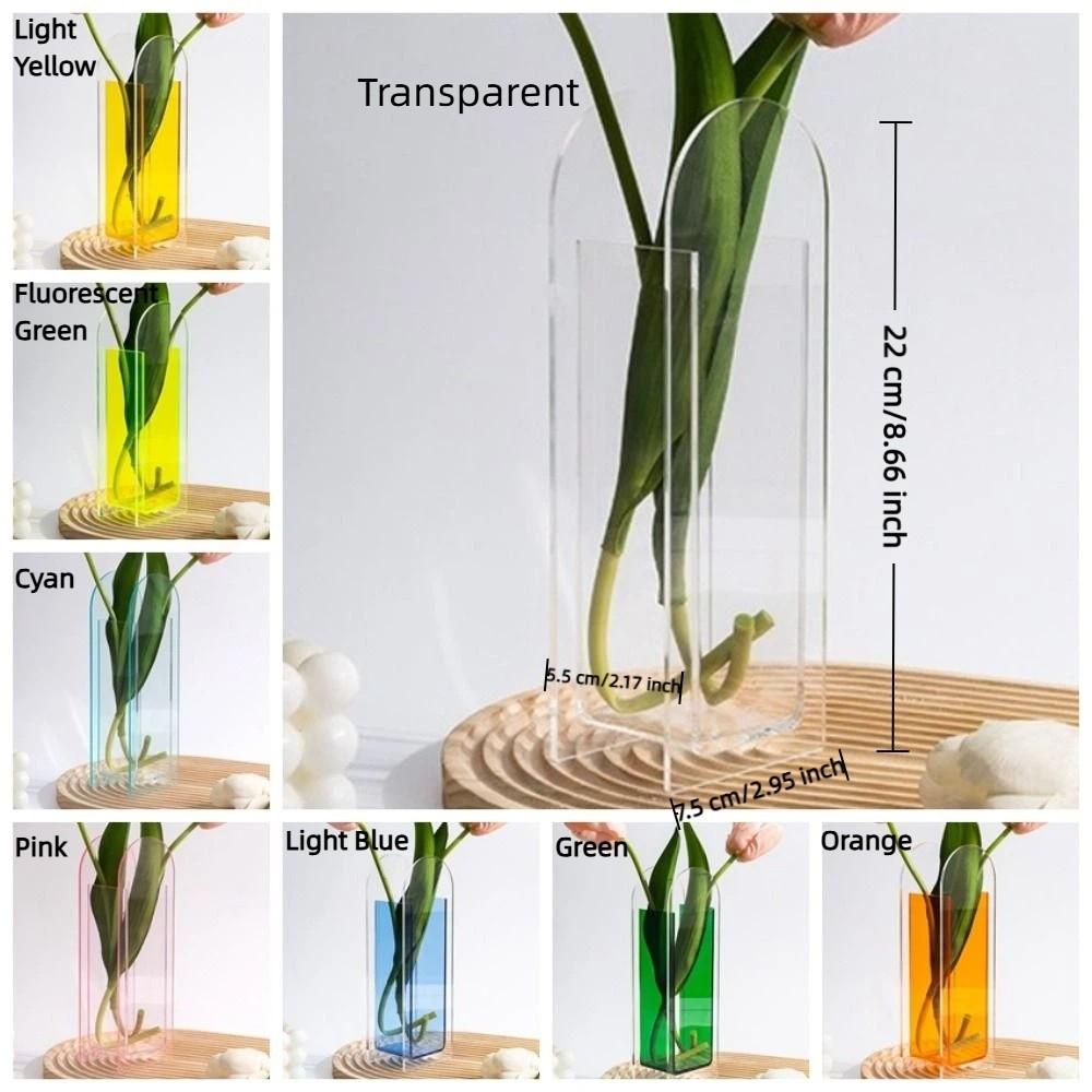 Transparent Acrylic Vase Geometric Flower Container Minimalist Flower Vase  Tabletop Decoration