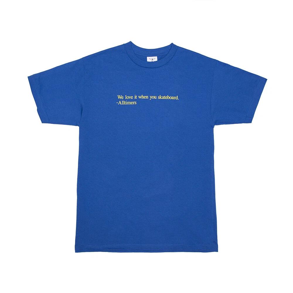 Alltimers Skate Streetwear Love it skateboard Men s Tshirt Black, Royal Blue M