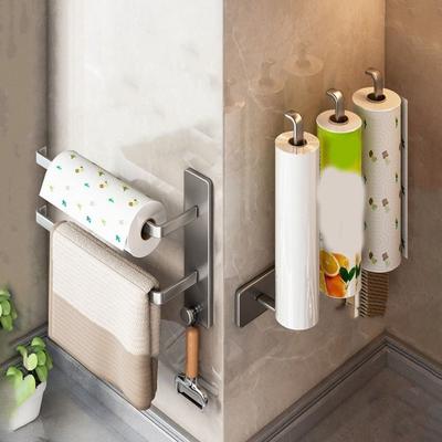 Wall Mounted Paper Towel Holder No-Drill Cling Film Storage Rack Roll Paper Dispenser  Cabinet