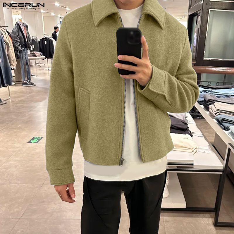 INCERUN Mens Spring Long Sleeve Zipper Casual Thin Coats Tops