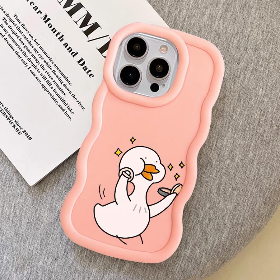 Cartoon-Enten-Hülle für iPhone 14 15 Plus XR 16 Pro Max 12 8 11 17 Air 13 Weiche Handyhülle