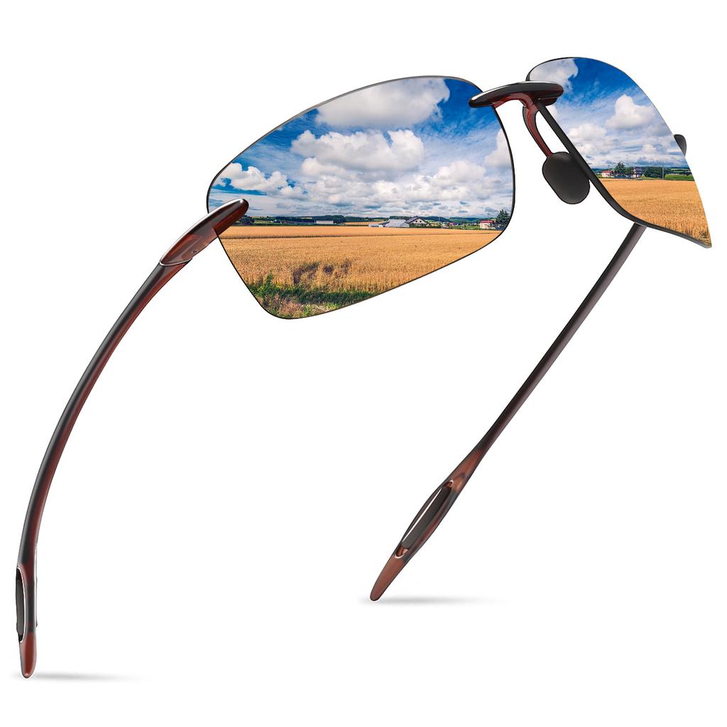 MAXJULI Mode Sport Sonnenbrille für Herren Damen Tr90 Randlose Fassung zum Laufen Angeln Golf Fahren Sonnenbrille UV400 MJ8009