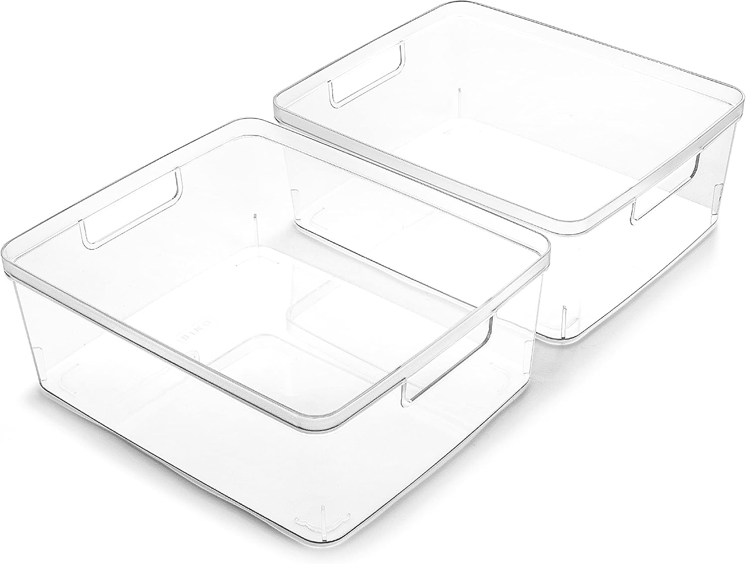

Plastic Storage Bins, Medium 2-Pack, BPA-Free, Clear with Handles for Fridge, Pantry & Home Organization