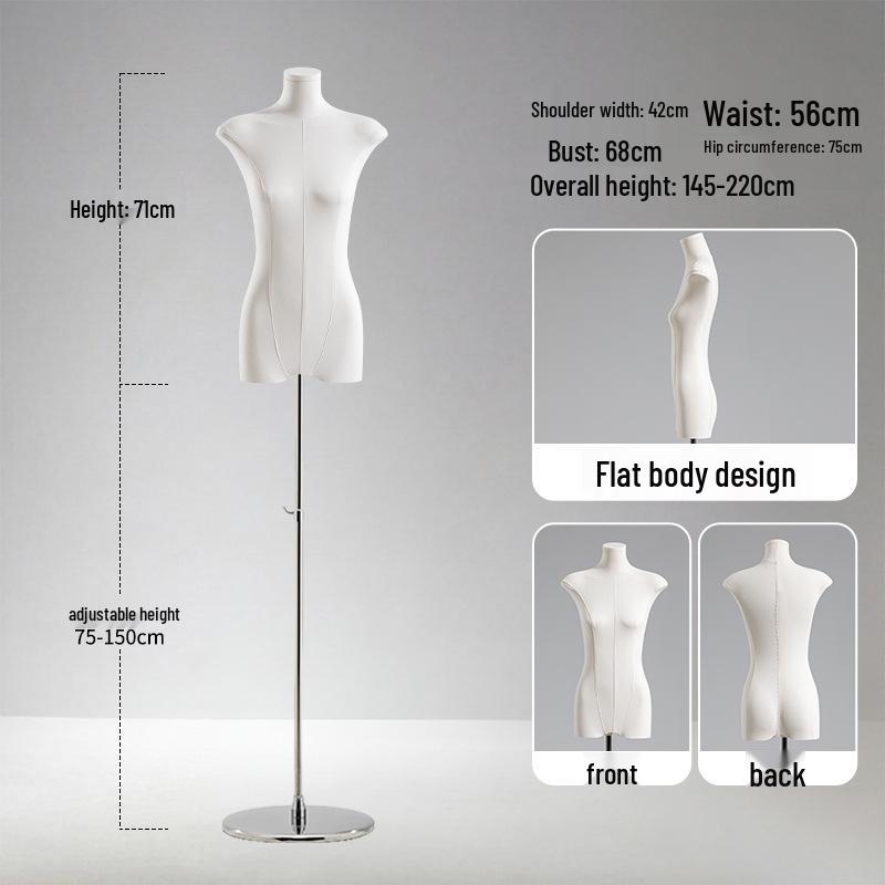 Adjustable Height Mannequin Stand with Arms for Women's Clothing Display