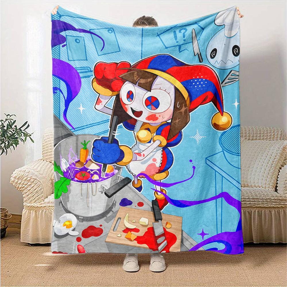 Digital Circus Blanket Comfortable Great for Picnics Seaside Office Chair Four Seasons Multipurpose Modern Gift for Travel Home Birthdays
