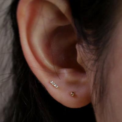 Less Is More 14K Gold Cubic Bar Mini Earring