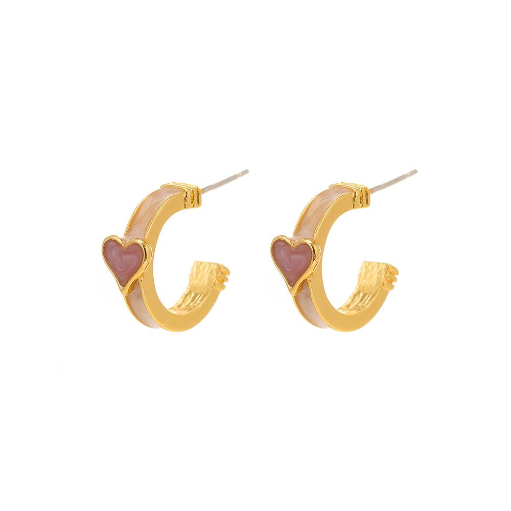 Delicate And Small Love C-Shaped Earrings, Premium Sweet Daily Stud Earrings, Pink Super Fairy French Earrings.